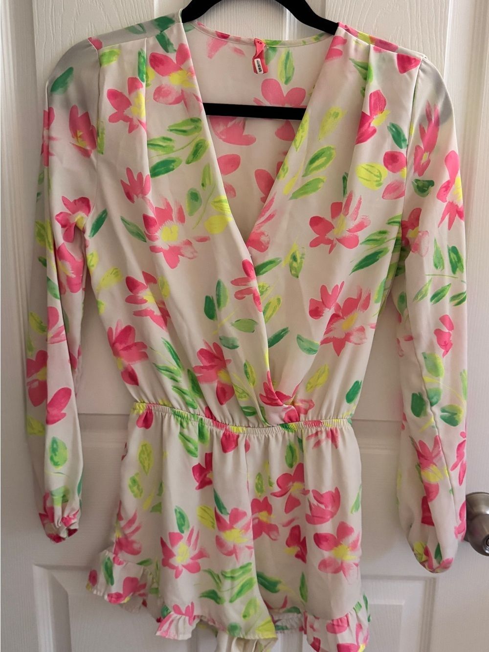 Nordstrom EightSixty Womens Contemporary Floral Lightweight Romper Elastic Waist